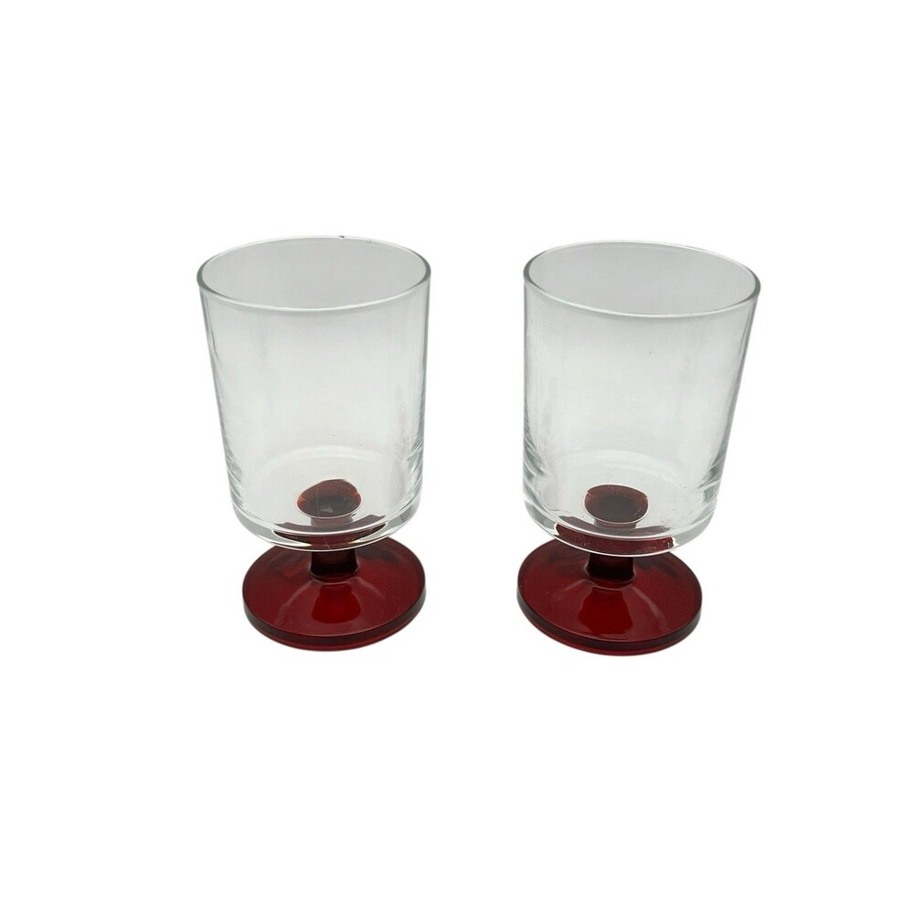 Set of 2 Vintage Cavalier Ruby Red Wine Glasses Cristal D’Arques France
